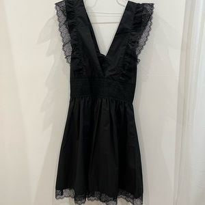 Anthropologie Black Ruched Midi Sundress